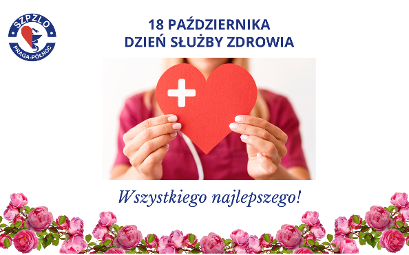 Pracownik służby zdrowia trzyma serce i życzy Wszystkiego Najlepszego!